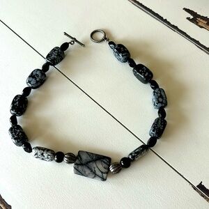 Black and gray stone necklace